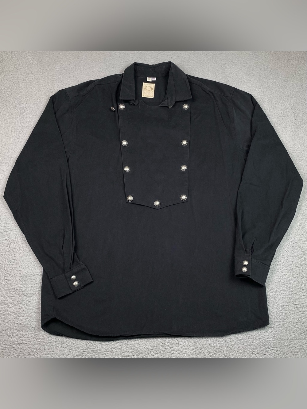 Wah Maker Bib Shirt Men's Size XL Black Long Sleeve Western Made In USA Cotton